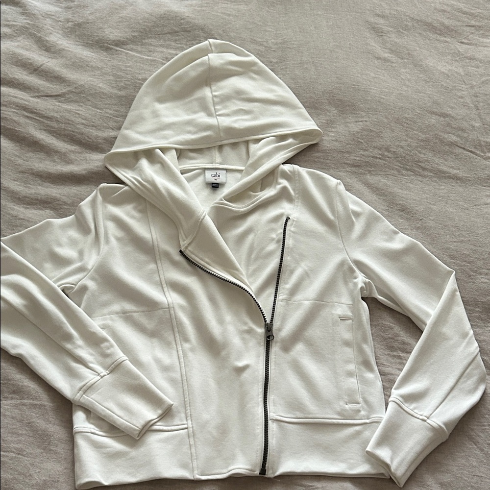 CAbi White Zip-Up Hoodie Jacket